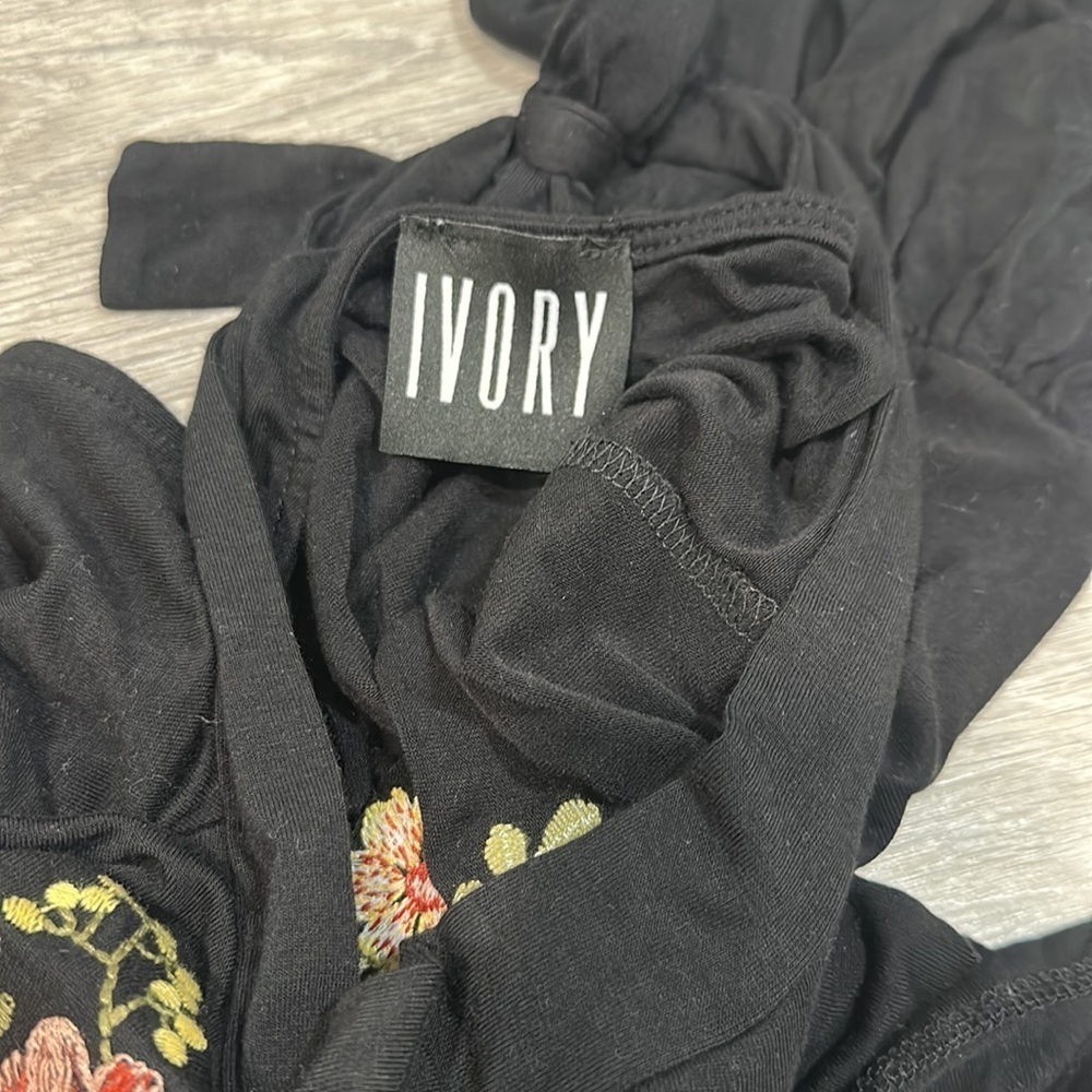 Women’s Black High Neck Long Sleeve Shirt Embroidered Blouse Top Small - Picture 10 of 10